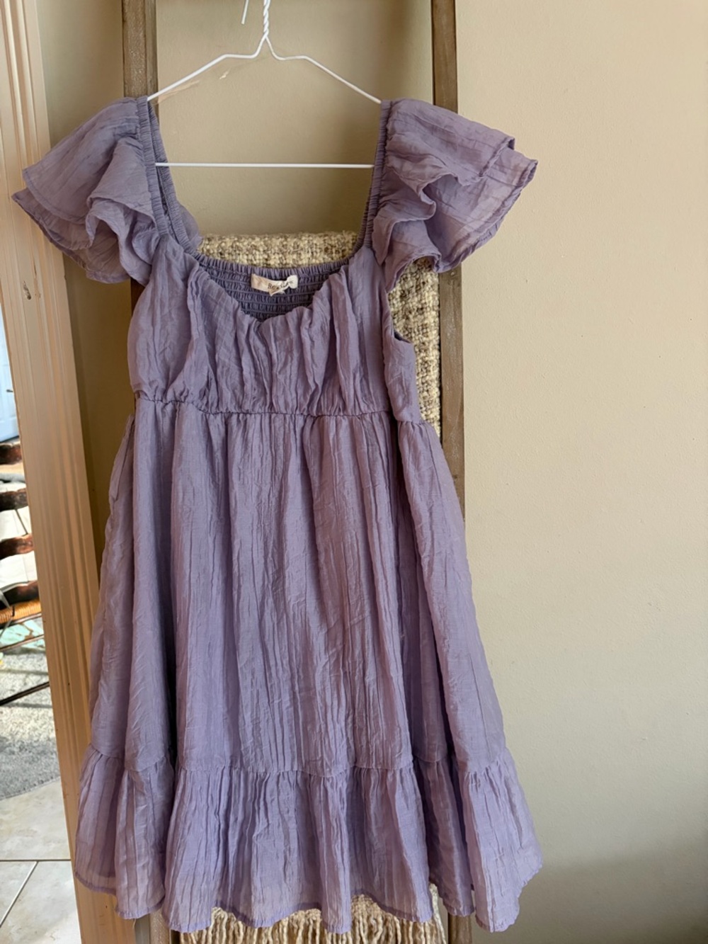 Rewind Lavender Ruffle Sleeve Smocked Dress. Junior medium ( adult xs/s)